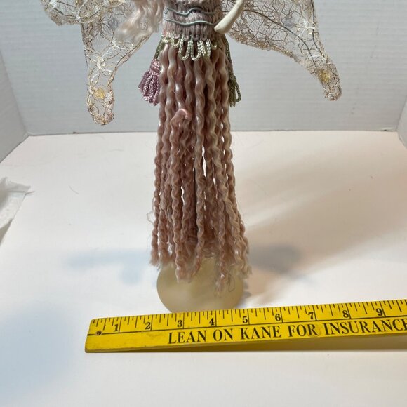 Vintage Handcrafted and painted Fabric Fairy Figurine with Lace Wings and Tassel - Picture 13 of 14